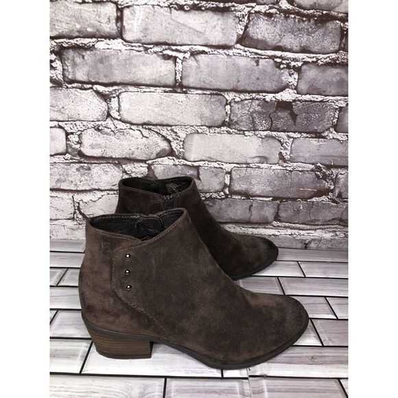 Josef Seibel Brown Suede Leather Side Zip Ankle Booties Heel Boots Women Sz 36EU - Picture 6 of 16